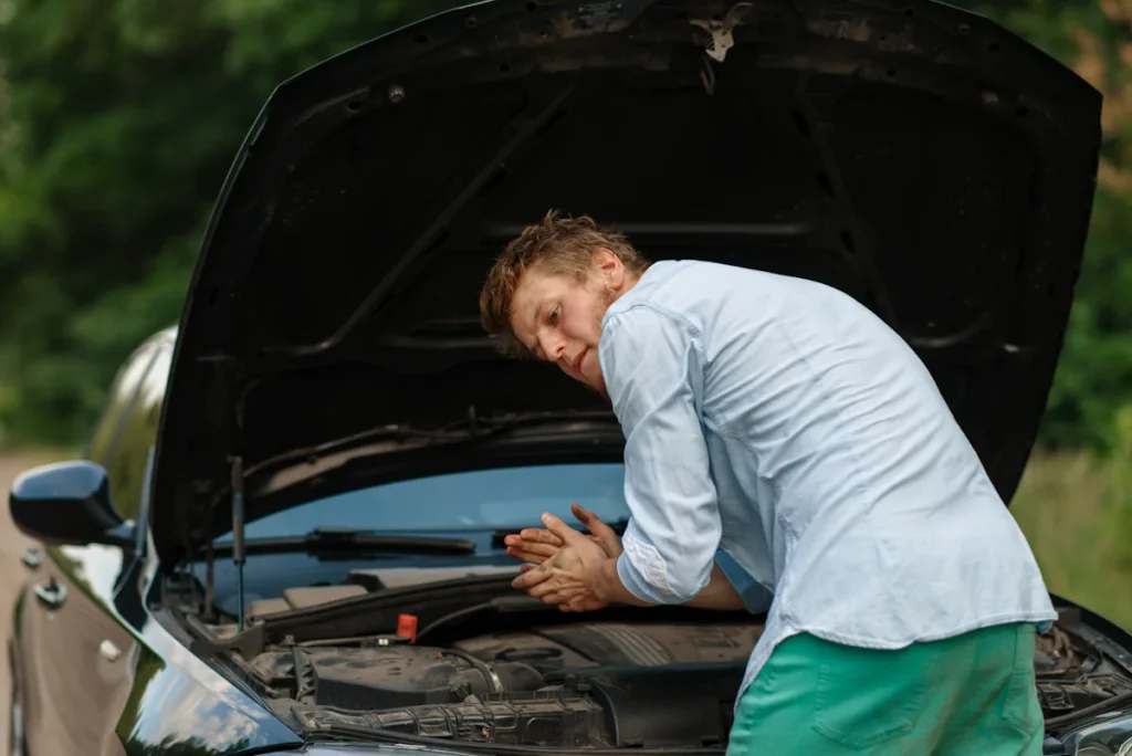 un homme qui amorce une pompe a gasoil sans poire d'amorçage
